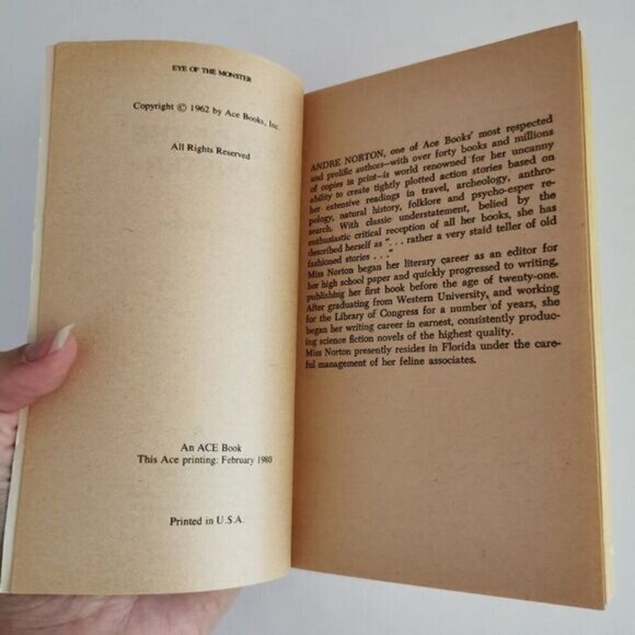 1980 Eye of the Monster by Andre Norton PB, Vintage Sci Fi Ace Books Pulp Cover - Picture 5 of 8